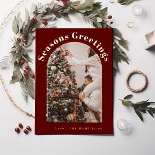 Vœux En Aluminium Carte de Noël Retro Foil   carte Joyeuses Fêtes