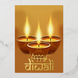 Vœux En Aluminium Carte de voeux Gold Foil Diwali
