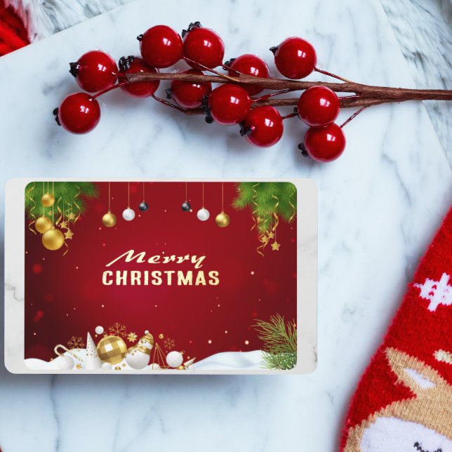 Vœux En Aluminium Carte de voeux Joyeux Noël Rouge Vert (Créateur téléchargé)