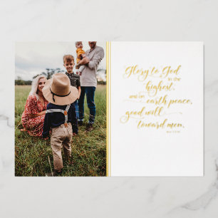 Vœux En Aluminium Carte photo de Noël d'or religieux