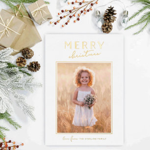 Vœux En Aluminium Carte photo de Noël Joyeux d'or moderne