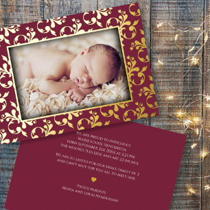 Vœux En Aluminium Carte photo Foil Faire-part de naissance