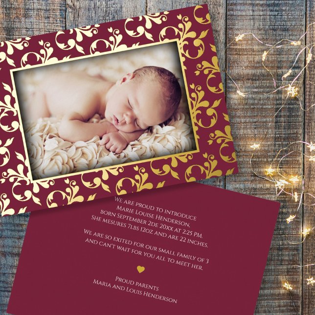 Vœux En Aluminium Carte photo Foil Faire-part de naissance (Créateur téléchargé)