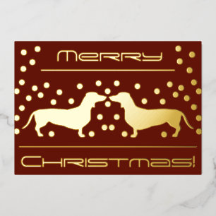 Vœux En Aluminium Carte plate à Noël Taches de Teckel - Rouge