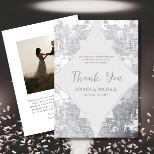 Vœux En Aluminium Elégant mariage Carte de remerciements photo Silve