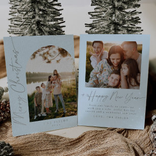 Vœux En Aluminium Élégant Script Foil Arch Photo Family Carte de vac