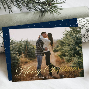 Vœux En Aluminium Élégante carte de Noël calligraphiée photo marine