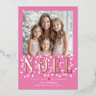 Vœux En Aluminium Elégante carte de Noël Pink Gold Foil