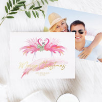 Flamant rose rose de la carte de Noël de Floride