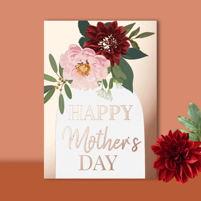 Vœux En Aluminium Floral Happy Mother's Day Gold Foil Carte de vacan (Créateur téléchargé)