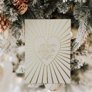 Vœux En Aluminium Gold Foil Coeur Noël Carte de voeux