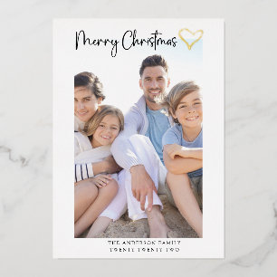 Vœux En Aluminium Joyeuse carte de Noël   Coeur de script moderne