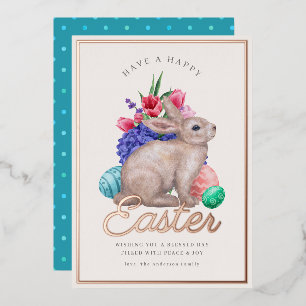 Vœux En Aluminium Joyeux Bunny de Pâques Carte Foil Personnalisable