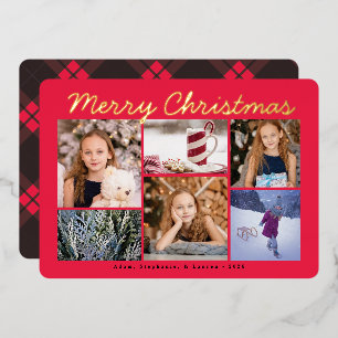 Vœux En Aluminium Joyeux Carte photo à huile de Noël Rouge classique