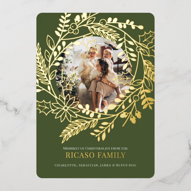 Vœux En Aluminium Joyeux Carte photo de couronne de Noël (Recto)