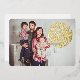 Vœux En Aluminium Joyeux Carte photo de typographie de Noël