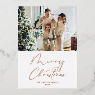 Vœux En Aluminium Joyeux Noël Photo Blush Foil Carte de Noël