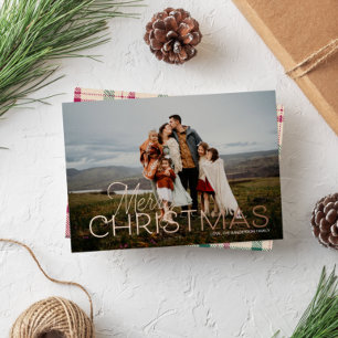 Vœux En Aluminium Joyeux Noël Plaid Photo Phuile Carte de voeux