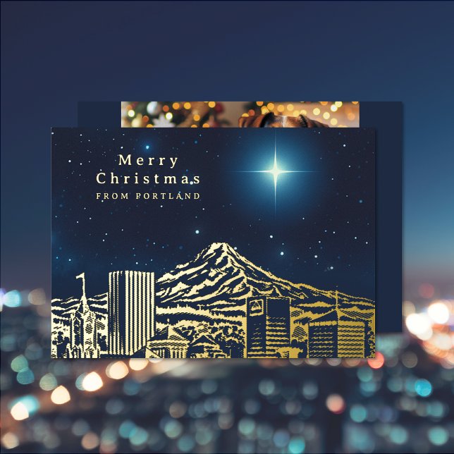 Vœux En Aluminium Joyeux Noël Star Ajouter Photo Foil Carte de vacan (Merry Christmas Star Add Photo Foil Holiday Card (front and back))