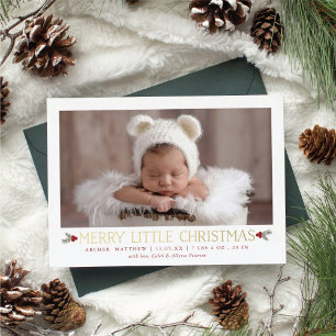 Vœux En Aluminium Joyeux petit Noël Nouveau bébé Foil Carte de vacan