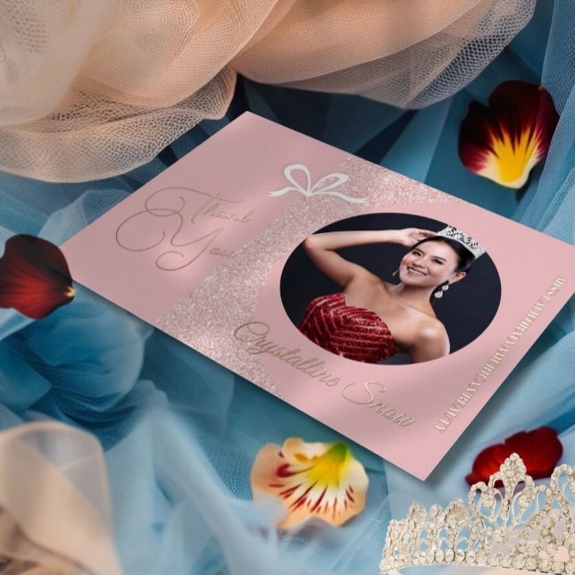 Vœux En Aluminium Pastel Glitz Carte de remerciements de concours de (Select your foil color, upload your photo and edit the text for an elegant pageant thank you card)