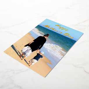 Vœux En Aluminium Photo personnalisée Foil Carte de fête des mères V
