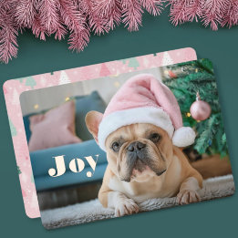 Vœux En Aluminium Pink French Buldog Foil Carte de Noël