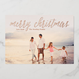 Vœux En Aluminium Rose Gold Foil Joyeux Noël Crème Carte photo de No