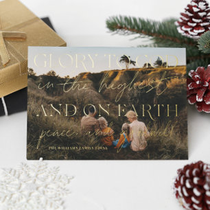 Vœux En Aluminium Script Doré   Gloire à Dieu Carte de Noël Photo de