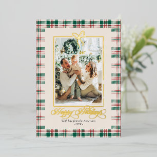 Vœux En Aluminium Vraie carte de voeux plaid Or Foil Joyeuses Fêtes