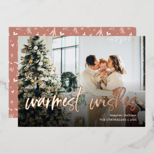Vœux En Aluminium Warmest Warmest Script Photo Foil Carte de vacance