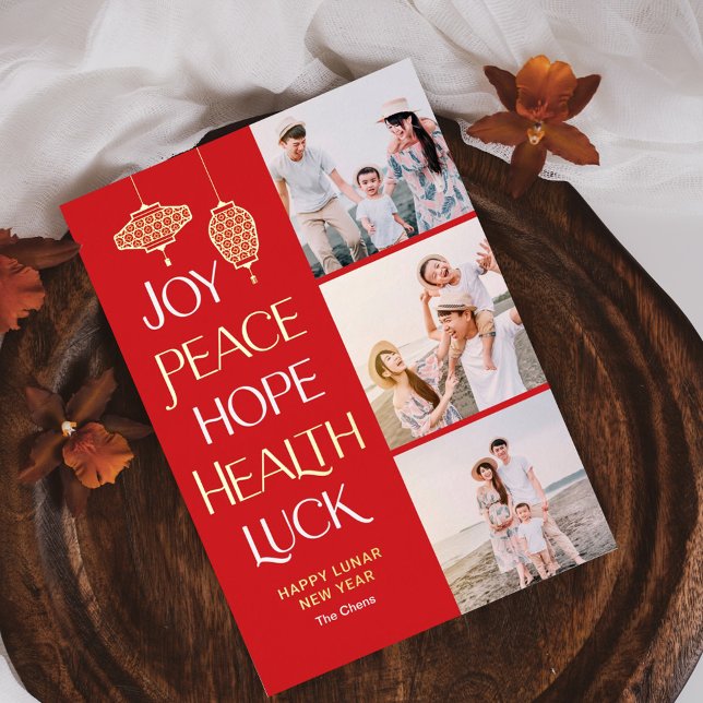 Vœux En Aluminium Wishwords FOIL Carte de Nouvel An Chinois (Créateur téléchargé)