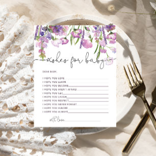 Voeux Fleur sauvage d'aquarelle pour carte bébé