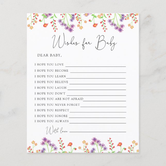 Voeux fleur sauvage pour bébé (Devant)