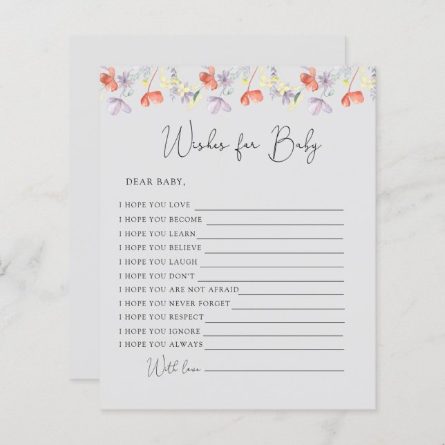 Voeux fleur sauvage pour bébé (Devant / Derrière)