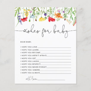Voeux fleur sauvage pour le jeu de Baby shower béb