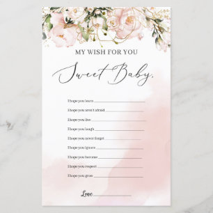 vœux floraux rose pastel pour le jeu de bébé print