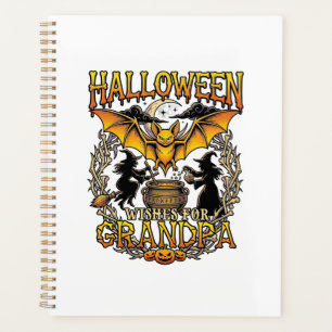 Vœux Halloween Grand-Père Chauve-Souris Chaudron d