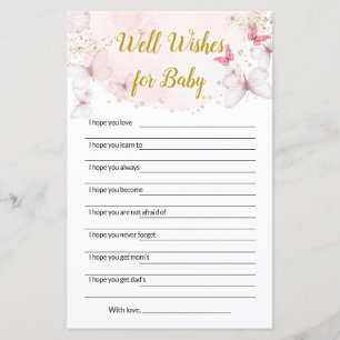 Voeux papillon pour les jeux de Baby shower pour b