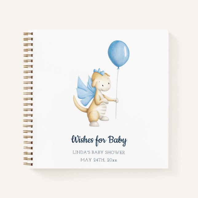 Voeux pour Baby Blue Dragon Baby shower Livre d'in (Devant)