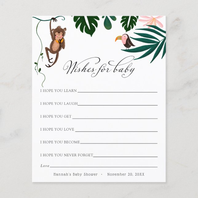 Voeux pour Baby Jungle Baby shower Carte postale (Devant)