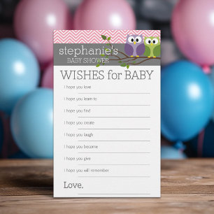 Voeux pour Baby showers Jeux Pink Cute Owls Girl