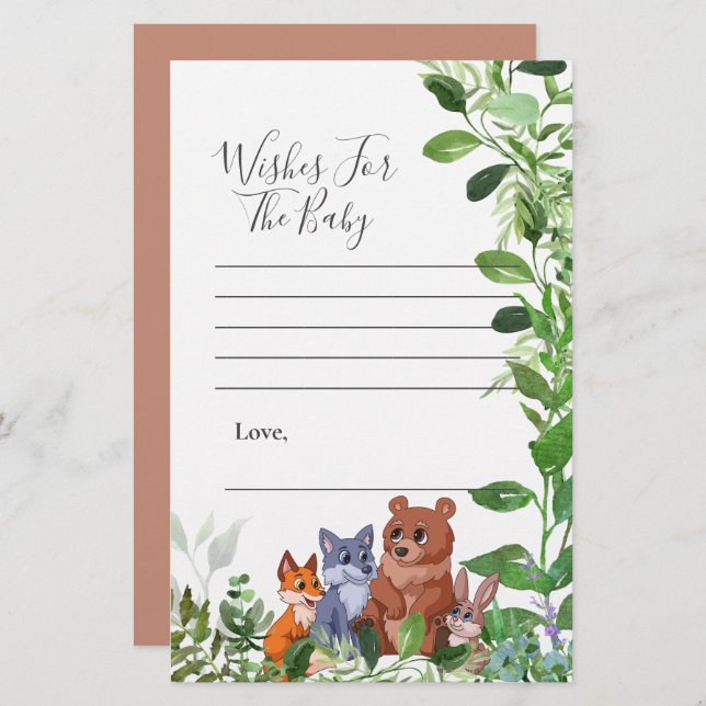 Vœux pour bébé Amis de bébé de la forêt de Woodlan (Devant / Derrière)