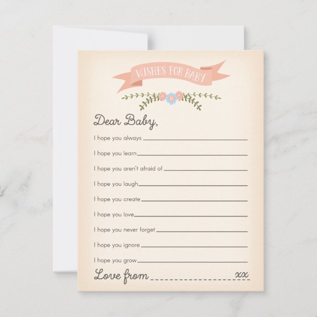 Voeux pour bébé - Baby shower Game Card (Devant)