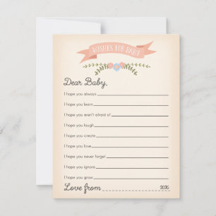 Voeux pour bébé - Baby shower Game Card