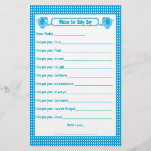 Voeux pour bébé - Baby shower Keepsaké Elephant B