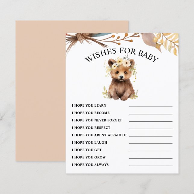 Voeux pour bébé | Bear Cub Baby shower Jeu (Devant / Derrière)