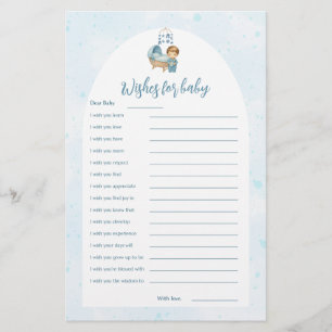 Voeux pour bébé Cute Boy Blue Baby shower Card