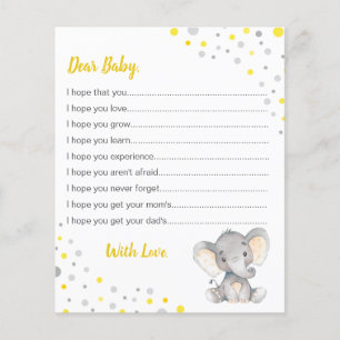 Vœux pour bébé éléphant Shower point jaune gris