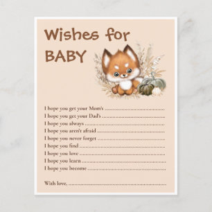 Voeux Pour Bébé Fall Jote Fox Baby shower Jeu